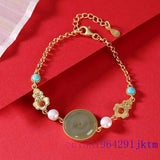 Jade Donut Bracelets 925 Silver Amulets Chalcedony Natural Jewelry