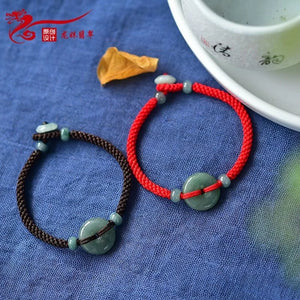 Emerald Jade Donut Bracelets Women Men Vintage