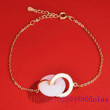 Jade Donut Bracelet Women Jewelry 925 Silver Vintage