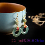 Jade Donut Earrings Vintage Jewelry 925 Silver Natural Stone