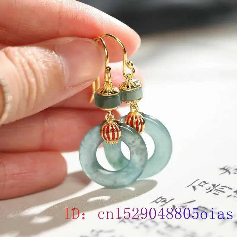 Jade Donut Earrings Vintage Jewelry 925 Silver Natural Stone