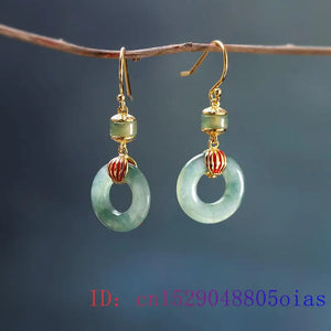 Jade Donut Earrings Vintage Jewelry 925 Silver Natural Stone
