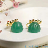 Jade Donut Earrings 925 Silver Talisman Amulet Jewelry Gift Natural