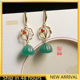 Jade Donut Earrings 925 Silver Talisman Amulet Jewelry Gift Natural
