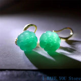 Jade Donut Earrings 925 Silver Talisman Amulet Jewelry Gift Natural