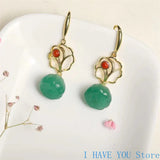 Jade Donut Earrings 925 Silver Talisman Amulet Jewelry Gift Natural