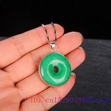 Green Jade Donut Necklace 925 Silver Pendant for Women