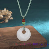 Jade Donut Pendant Necklace Charms Gift Amulets Amulet Charm Natural Real Jewelr