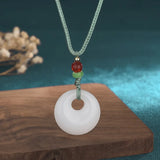 Jade Donut Pendant Necklace Charms Gift Amulets Amulet Charm Natural Real Jewelr