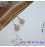 Jade Donuts Ear Studs Gem Earring 925 Silver Chalcedony Zircon Jewelry