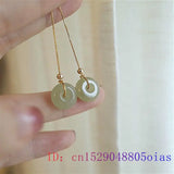 Jade Donuts Ear Studs Gem Earring 925 Silver Chalcedony Zircon Jewelry