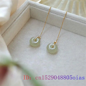 Jade Donuts Ear Studs Gem Earring 925 Silver Chalcedony Zircon Jewelry