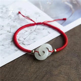 Men's 925 Silver Double Ring Bracelet Vintage Carved Natural Amulets Jewelry