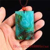 Jade Dragon Pendant Chinese Carved Natural Amulet Necklace Jewelry
