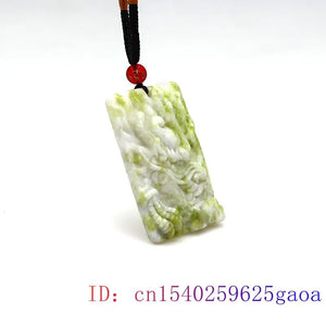 Green Jade Dragon Pendant Necklace Gemstone Charms Amulet Natural Gift