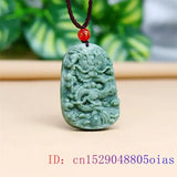 Jade Dragon Pendant Necklace Chinese Jewelry Green Gift Vintage