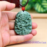 Jade Dragon Pendant Necklace Chinese Jewelry Green Gift Vintage