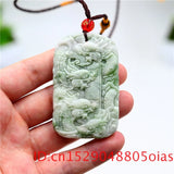 Jade Dragon Pendant Necklace Natural Amulet Women Men Double-sided