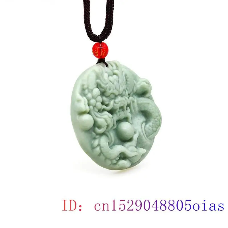 Jade Dragon Pendant Green Gemstone Necklace Vintage Carved Jewelry