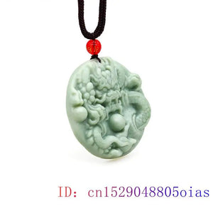 Jade Dragon Pendant Green Gemstone Necklace Vintage Carved Jewelry