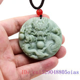 Jade Dragon Pendant Green Gemstone Necklace Vintage Carved Jewelry