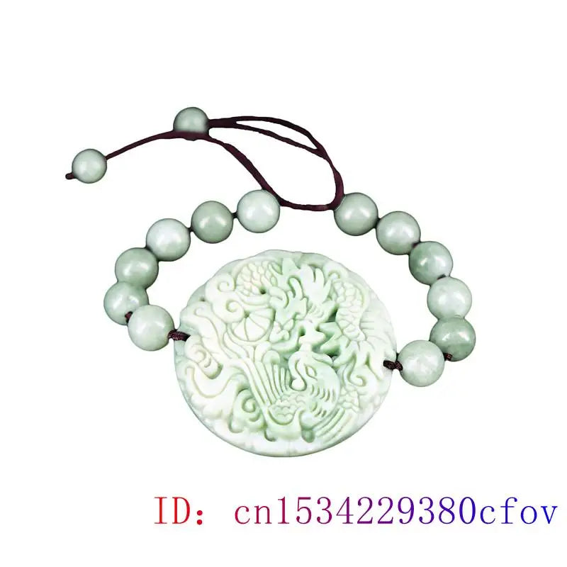 Jade Dragon Phoenix Bracelet Green Bangle Natural Charm Jadeite