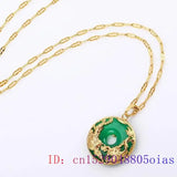 Jade Dragon Phoenix Necklace Pendant 925 Silver Stone Talisman