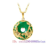 Jade Dragon Phoenix Necklace Pendant 925 Silver Stone Talisman