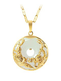 Jade Dragon Phoenix Necklace Pendant 925 Silver Stone Talisman