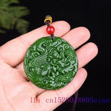 Jade Dragon Phoenix Pendant Green Jadeite Necklace Amulet
