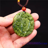 Jade Dragon Phoenix Pendant Gemstone Necklace Chinese Women Amulet