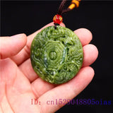 Jade Dragon Phoenix Pendant Gemstone Necklace Chinese Women Amulet