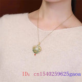 Jade Dragon Phoenix Pendant Necklace 925 Silver Chalcedony Chinese Jewelry