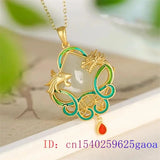 Jade Dragon Phoenix Pendant Necklace 925 Silver Chalcedony Chinese Jewelry