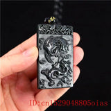 Jade Dragon Phoenix Pendant Necklace Amulet Natural Chinese Charm