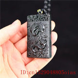 Jade Dragon Phoenix Pendant Necklace Amulet Natural Chinese Charm