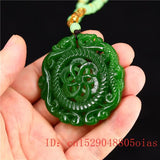 Jade Dragon Phoenix Pendant Necklace Carved Charm Jewelry Jadeite Amulet