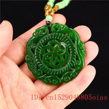 Jade Dragon Phoenix Pendant Necklace Carved Charm Jewelry Jadeite Amulet