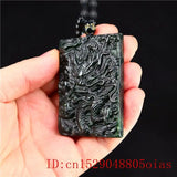 Jade Dragon Phoenix Pendant Necklace Charm Chinese Green Amulet