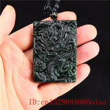 Jade Dragon Phoenix Pendant Necklace Charm Chinese Green Amulet