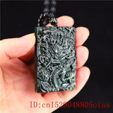 Jade Dragon Phoenix Pendant Necklace Charm Chinese Green Amulet