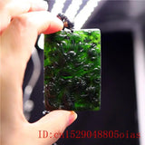 Jade Dragon Phoenix Pendant Necklace Charm Chinese Green Amulet