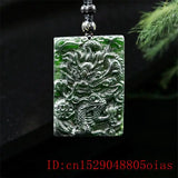 Jade Dragon Phoenix Pendant Necklace Charm Chinese Green Amulet