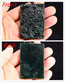 Jade Dragon Phoenix Pendant Necklace Charm Chinese Green Amulet