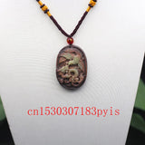 Jade Dragon Phoenix Pendant Necklace Natural Jadeite Gemstone Jewelry