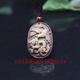 Jade Dragon Phoenix Pendant Necklace Natural Jadeite Gemstone Jewelry