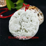Jade Dragon Phoenix Pendant Necklace Chinese Carved Men Jewelry Charm
