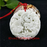 Jade Dragon Phoenix Pendant Necklace Chinese Carved Men Jewelry Charm