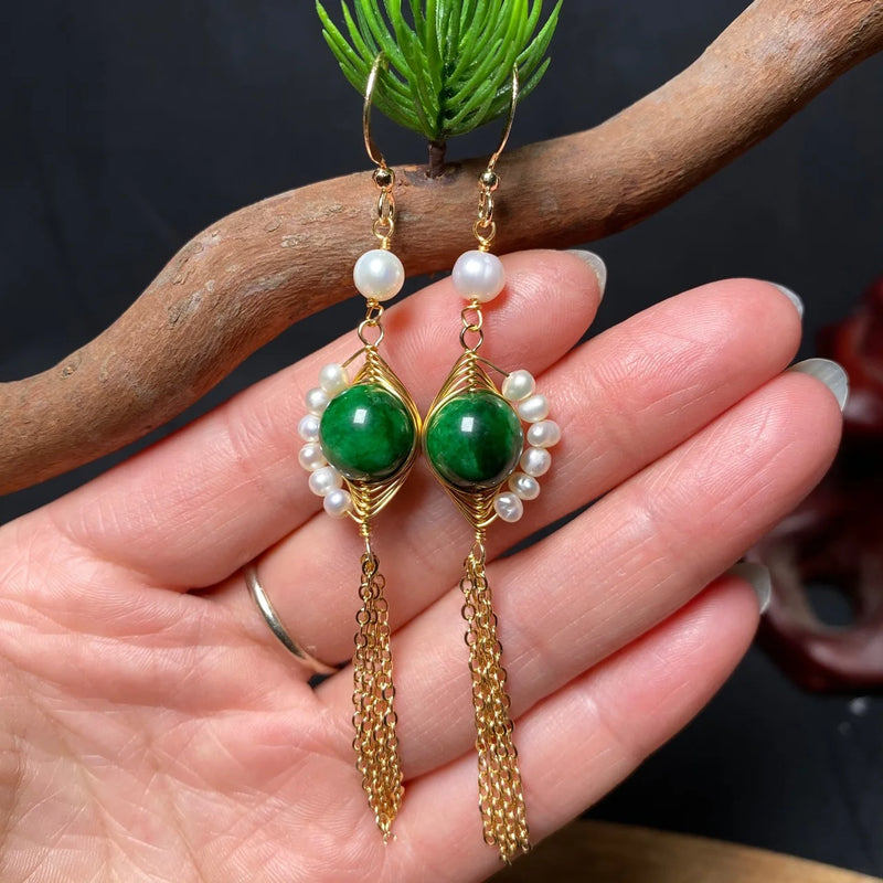 Jade Earrings Bracelets Emerald Amulets Silver Charm Natural Beads Chinese Amule