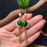 Emerald Jadeite Earrings Bracelets Set 925 Silver
